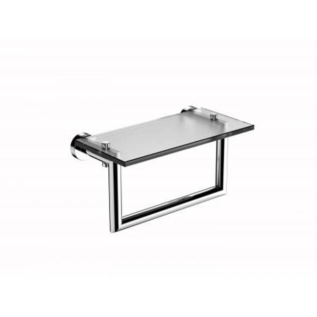 Kartners OSLO - 10-inch Glass Shelf with Towel Rail Solid Back-Matte Black