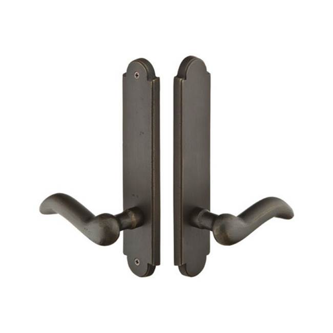 Emtek Multi Point C3, Non-Keyed Fixed Handle OS, Operating Handle IS, Arched Style, 2'' x 10'', Montrose Lever, LH, TWB