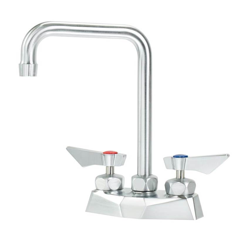 Krowne Diamond Series 4'' Center Deck Mount Faucet With 6'' Double Bend Spout, Includes Mounting Hardware