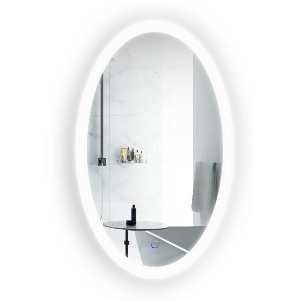 Krugg Sol Oval 22'' x 40'' LED Bathroom Mirror w/ Dimmer & Defogger Oval Back-lit Vanity Mirror