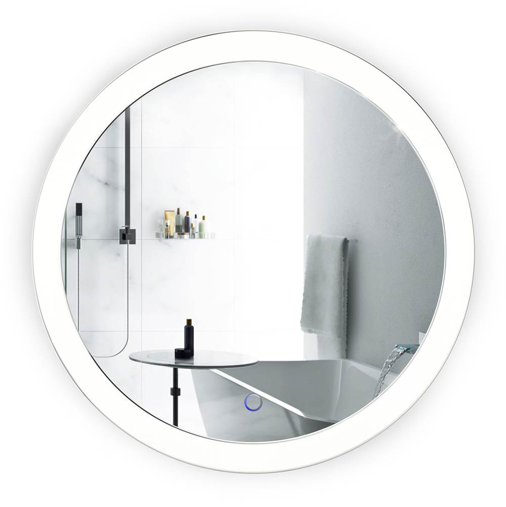 Krugg Sol Round 22'' x 22'' LED Bathroom Mirror w/ Dimmer and Defogger, Round Back-lit Vanity Mirror