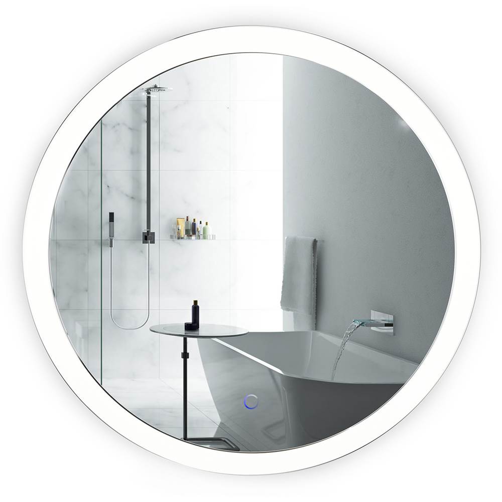 Krugg Sol Round 27'' x 27'' LED Bathroom Mirror w/ Dimmer and Defogger, Round Back-lit Vanity Mirror